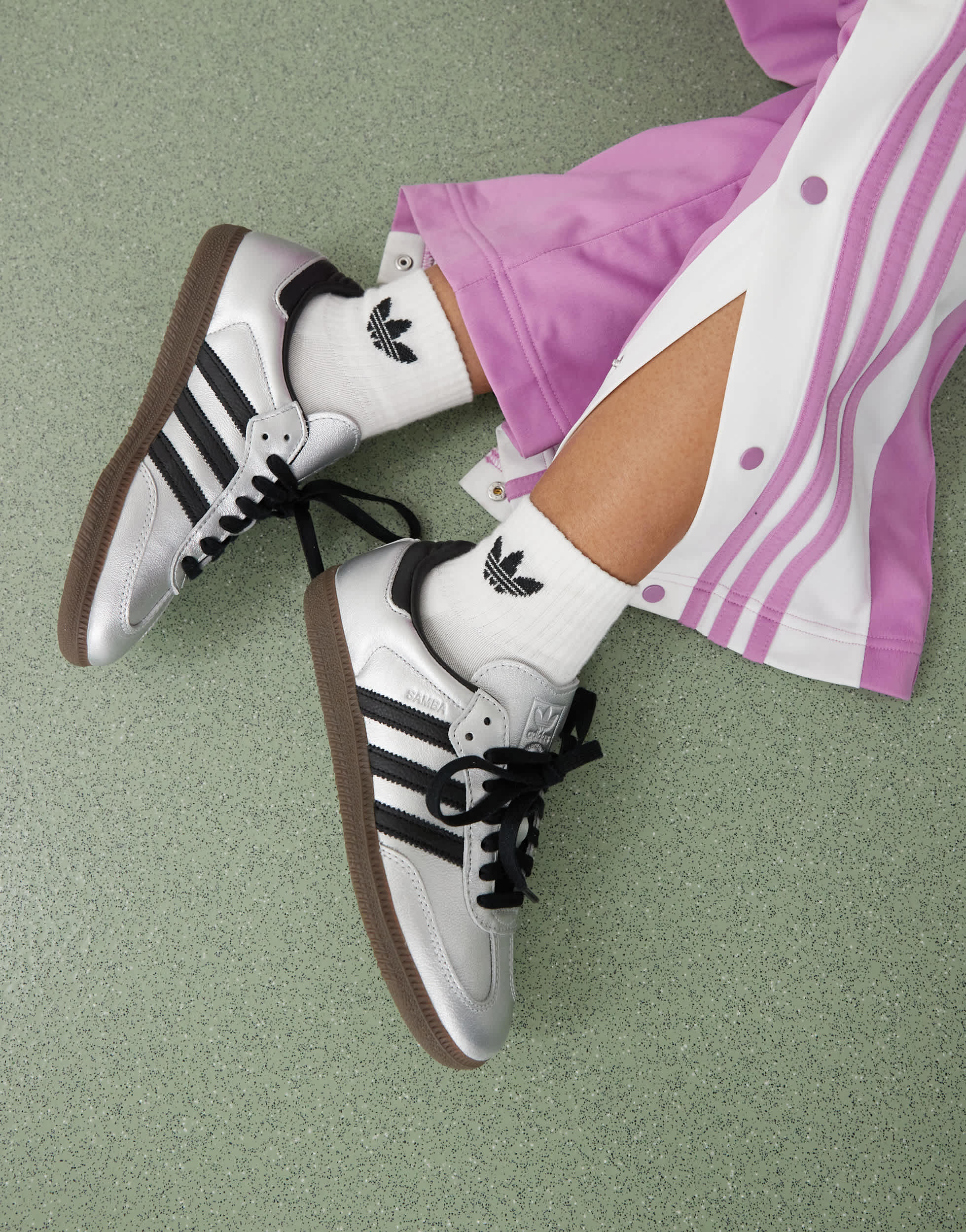 adidas Originals Samba trainers in metallic silver and black