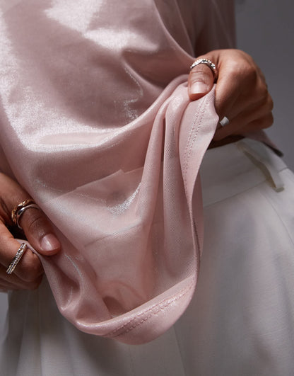 Topshop sheer metallic tee in pink