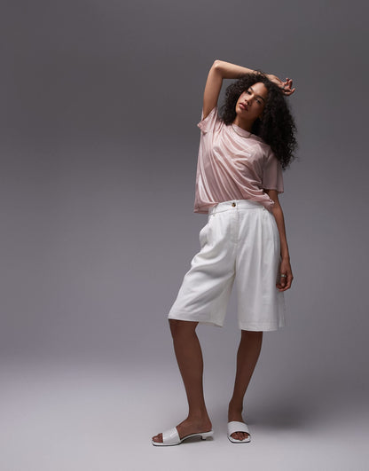 Topshop sheer metallic tee in pink