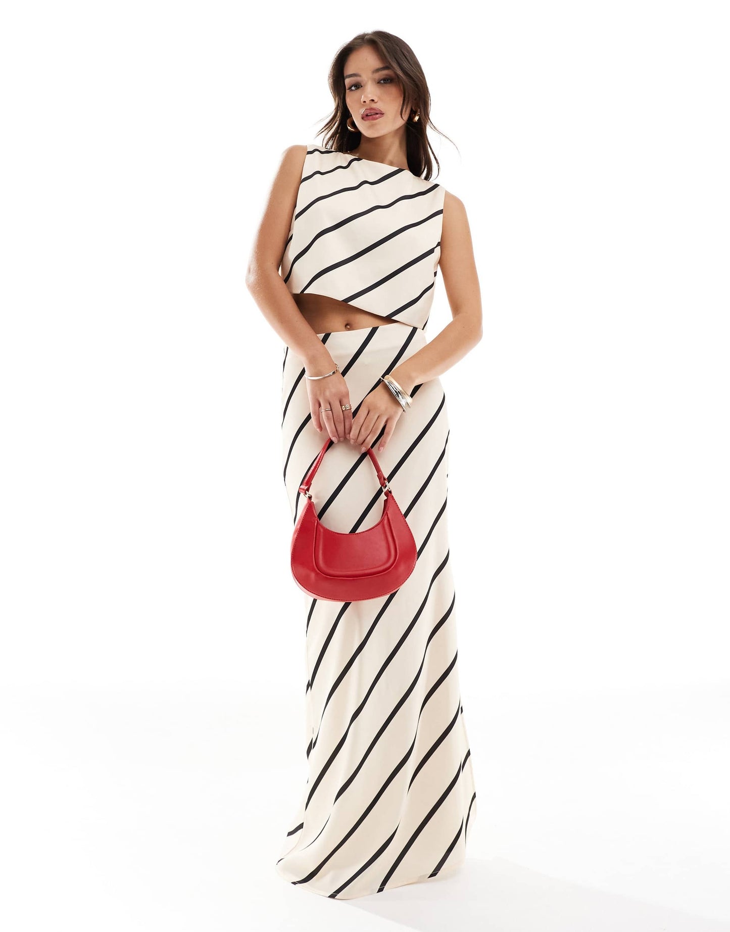 Pretty Lavish tied top co-ord in stripe print