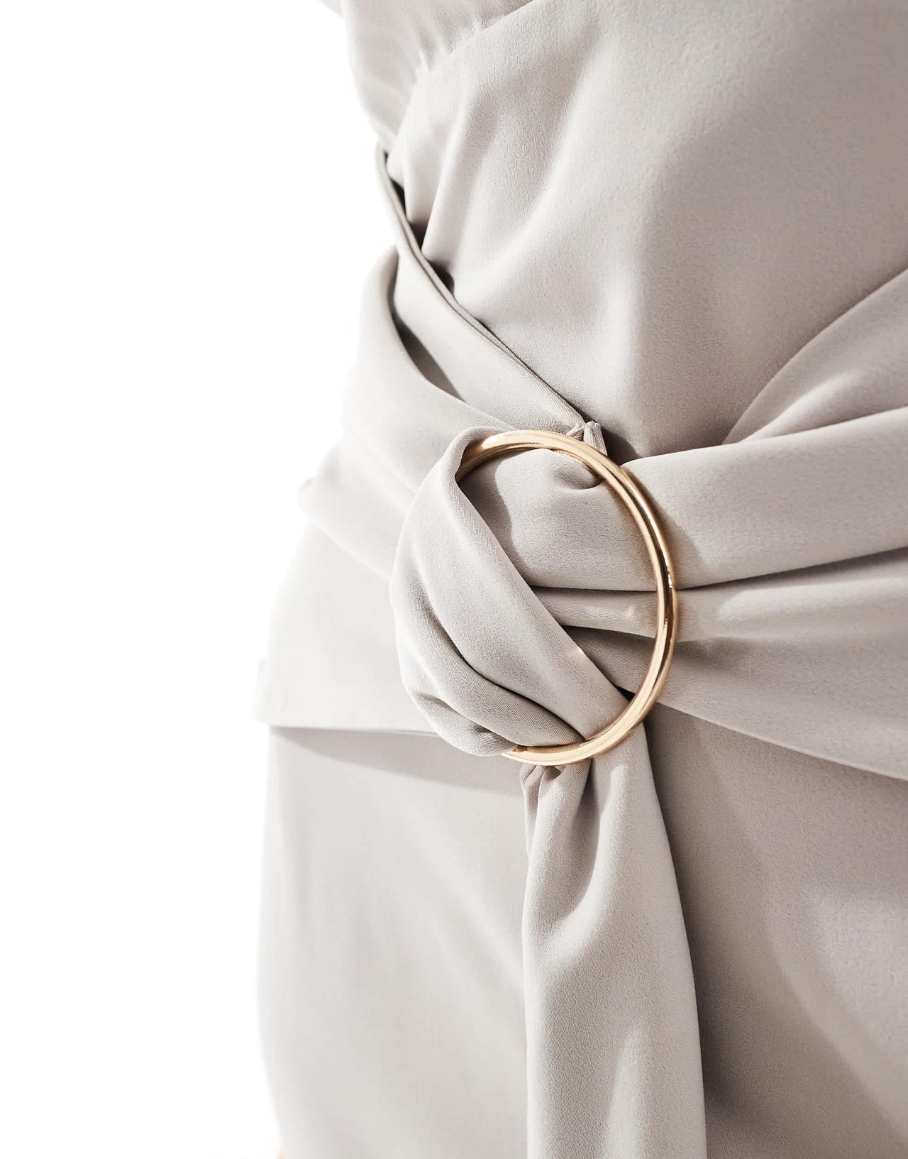 Pretty Lavish halterneck ring detail maxi dress in stone