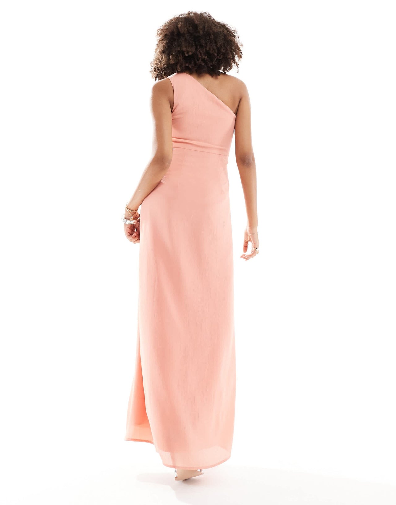 Pretty Lavish Amelia one shoulder ruched maxi dress in apricot ice