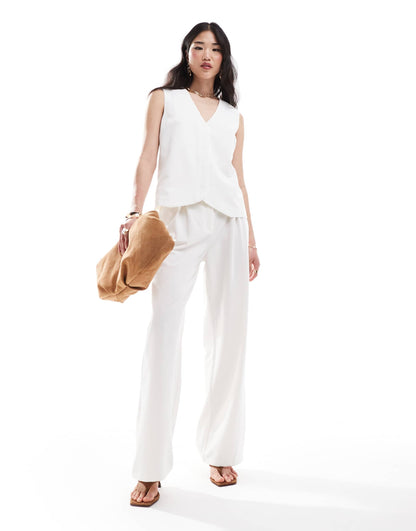Pretty Lavish tailored trouser co-ord in cream