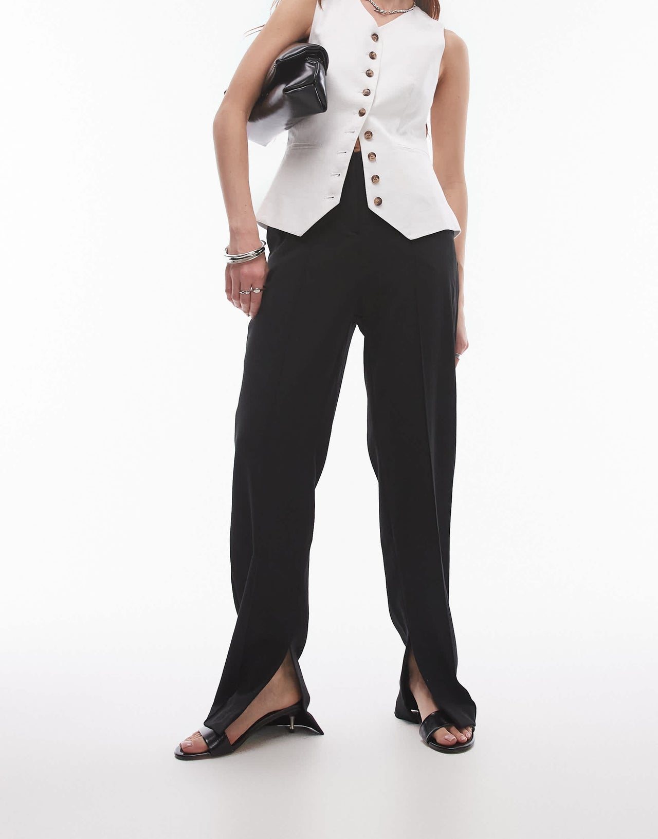 Topshop basic split trouser in black