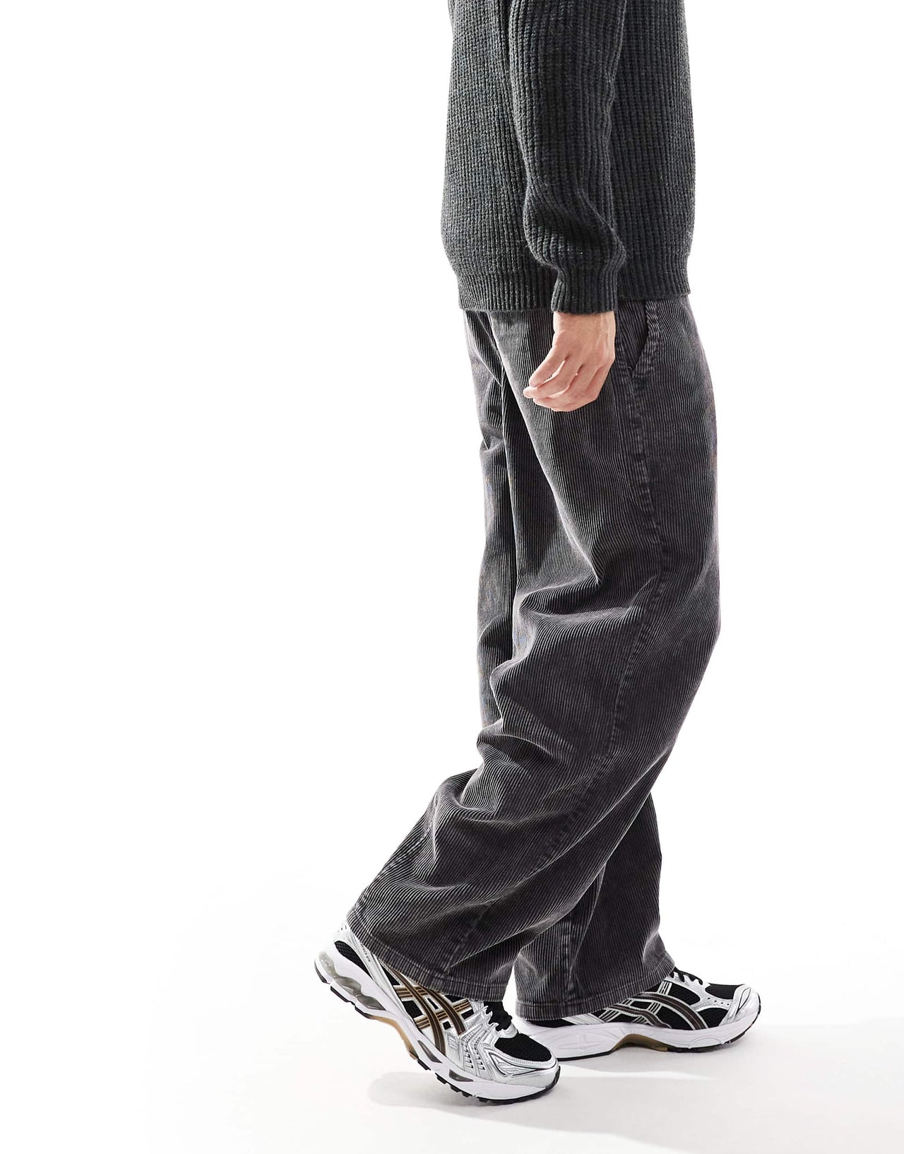 ONLY & SONS loose fit cord trouser in washed grey