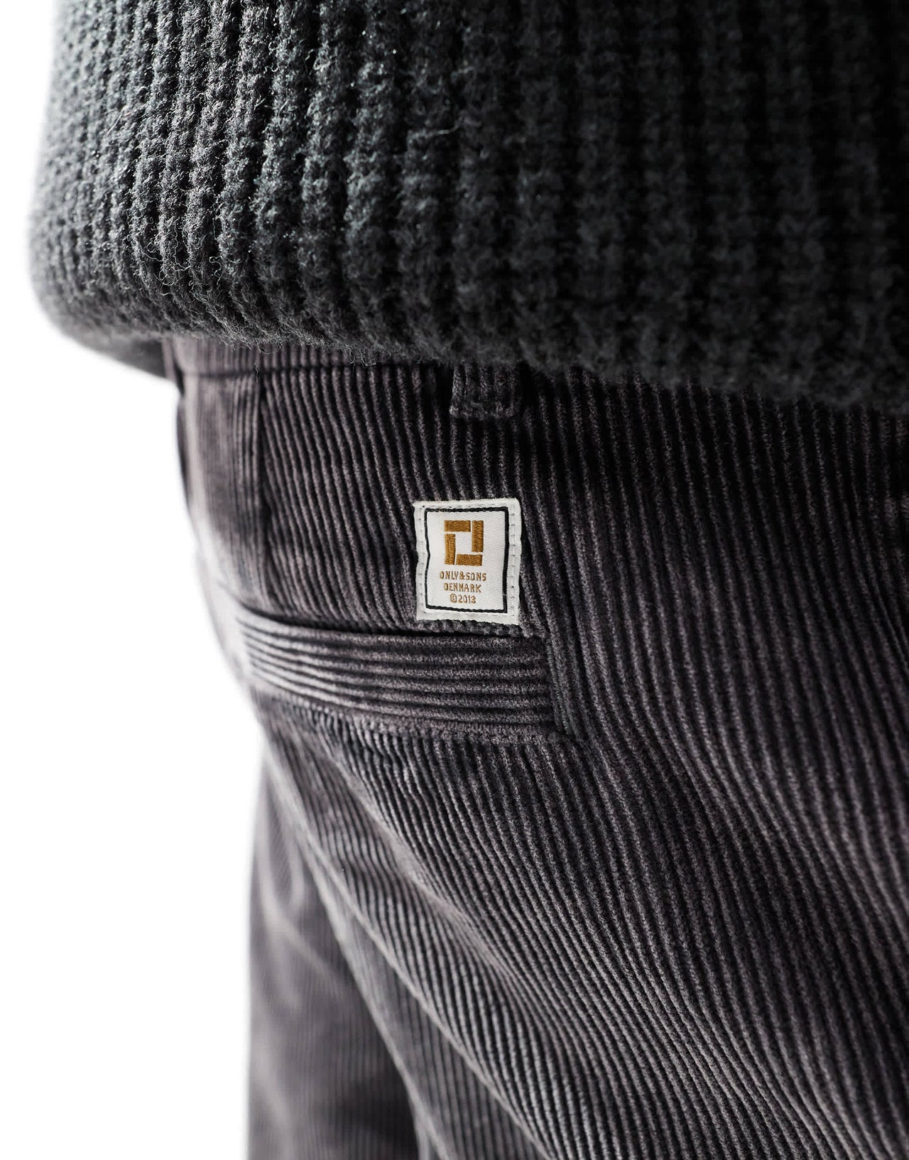 ONLY & SONS loose fit cord trouser in washed grey