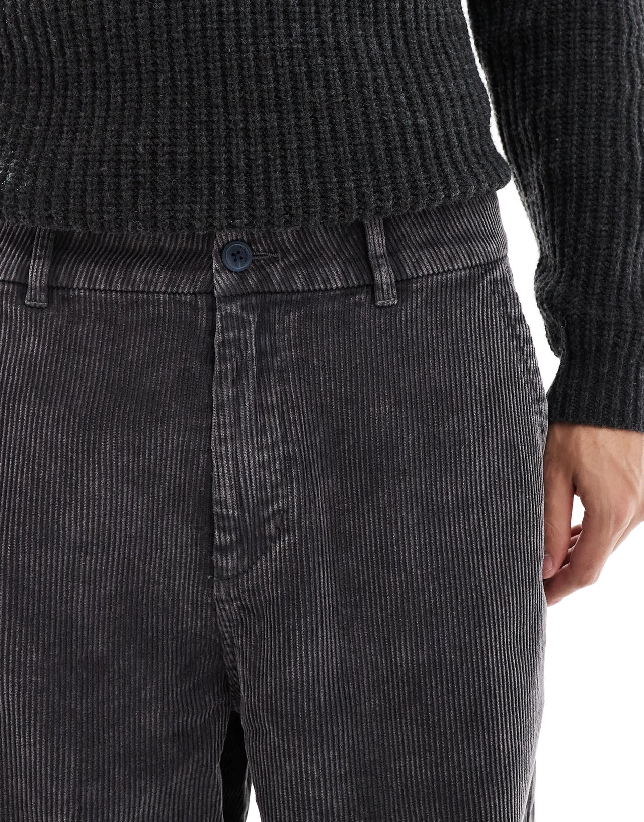 ONLY & SONS loose fit cord trouser in washed grey