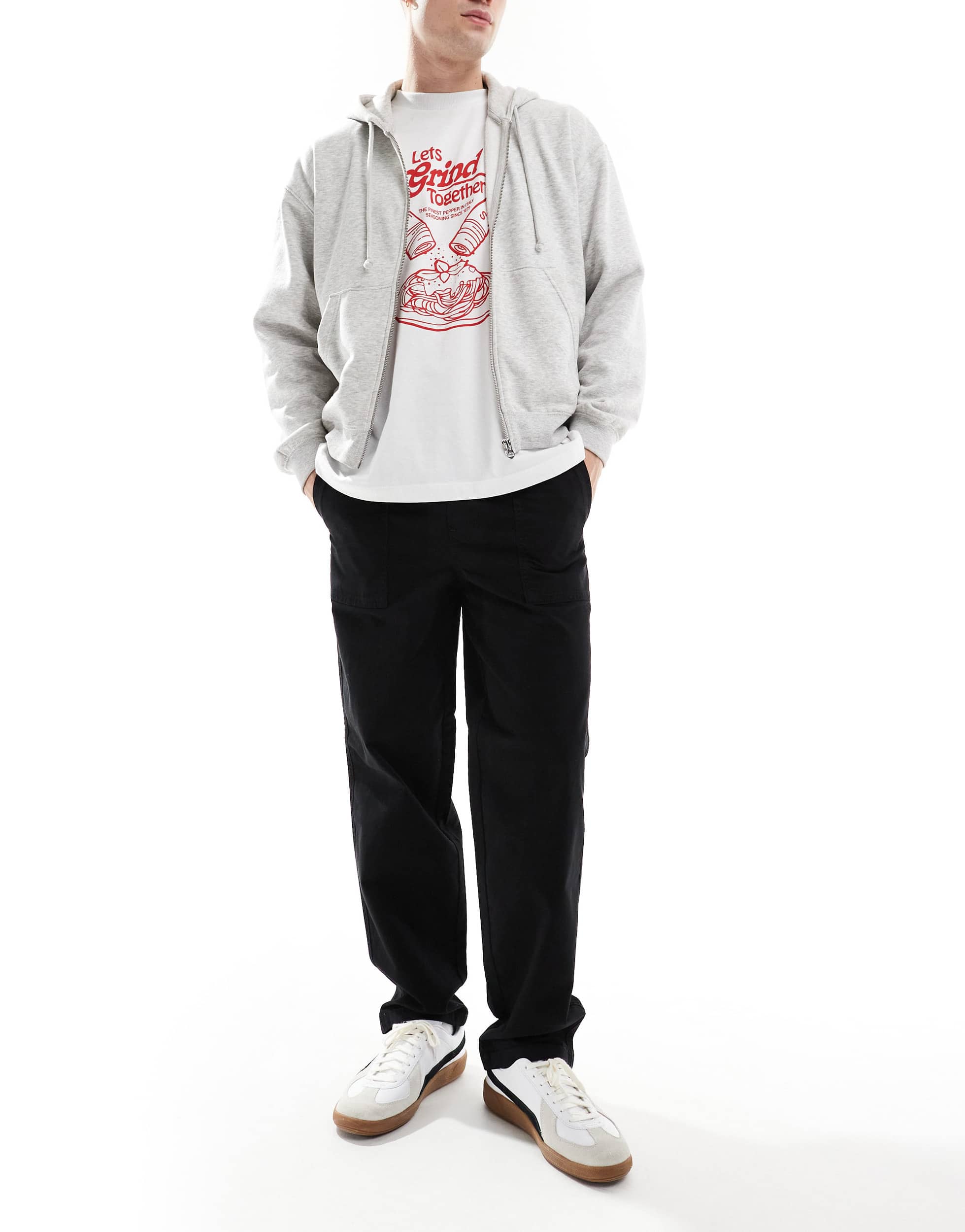 ONLY & SONS loose fit worker trouser in black