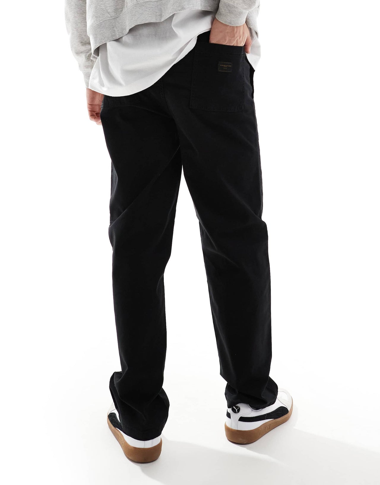 ONLY & SONS loose fit worker trouser in black