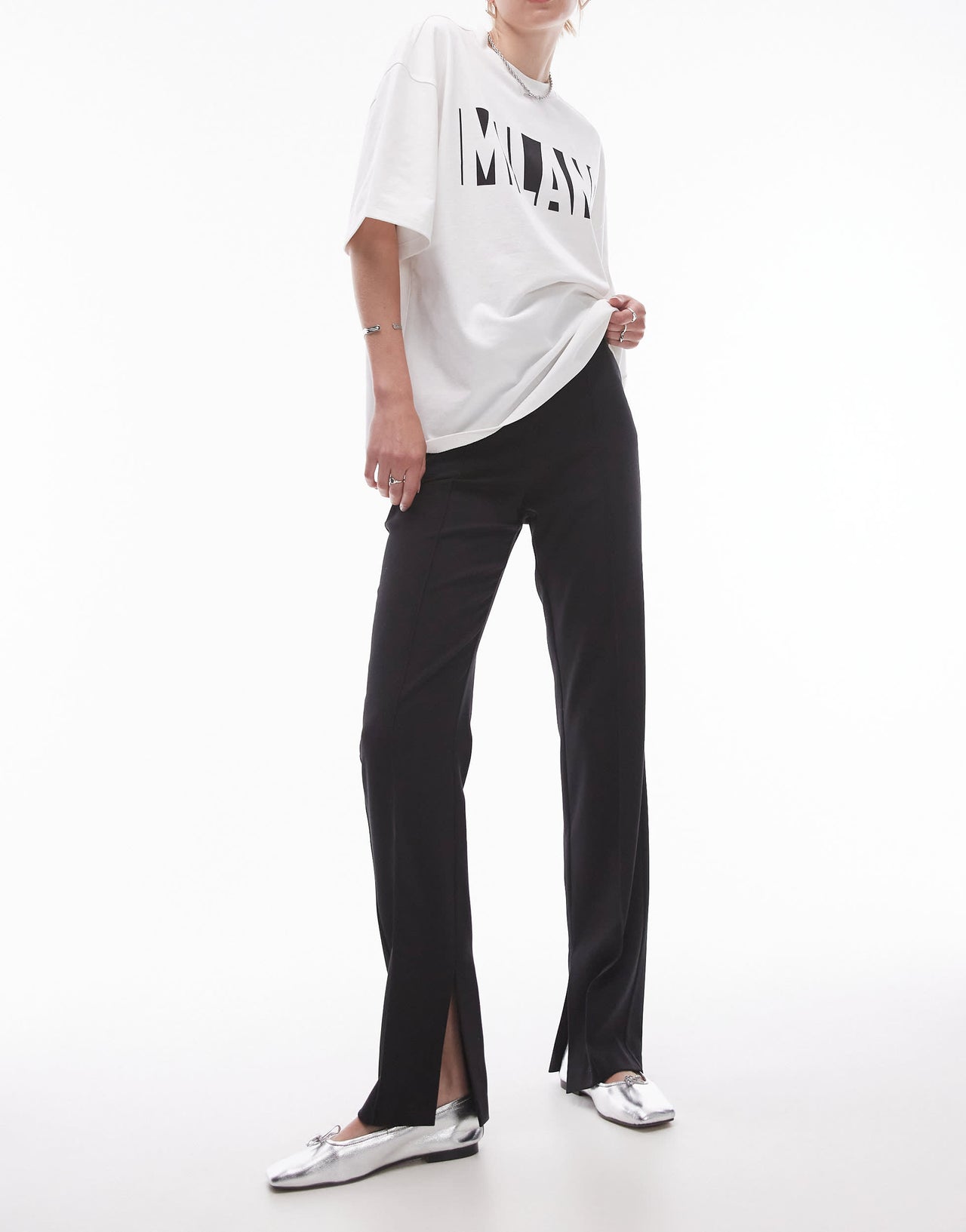 Topshop Tall basic split trouser in black