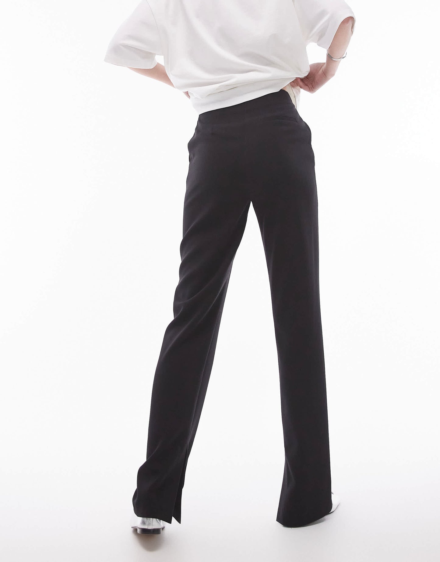 Topshop Tall basic split trouser in black
