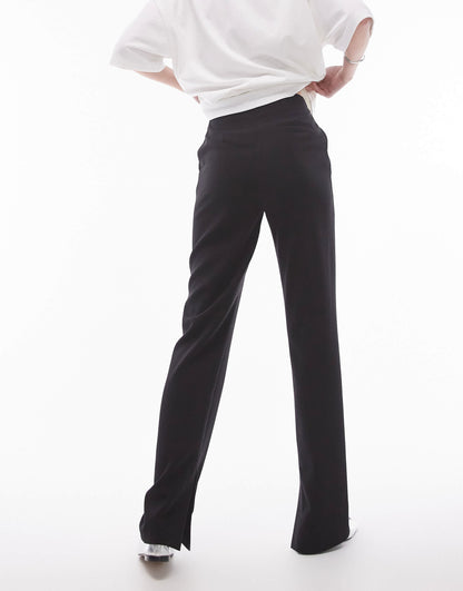 Topshop Tall basic split trouser in black