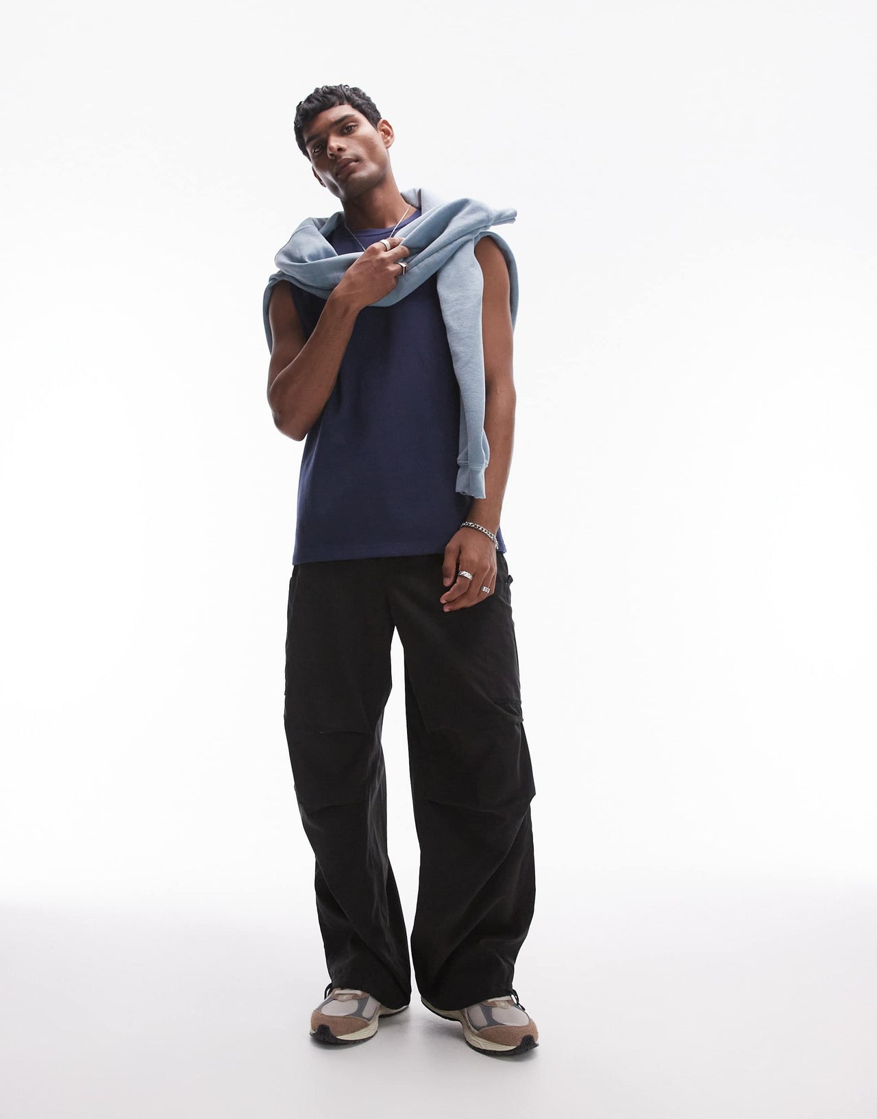 Topman relaxed sleeveless heavyweight t-shirt in navy