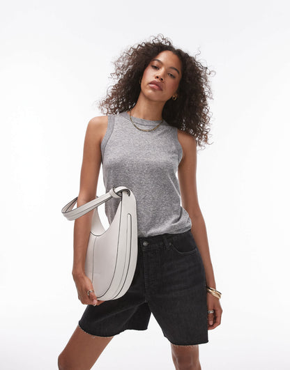 Topshop marled scoop neck vest in grey marl