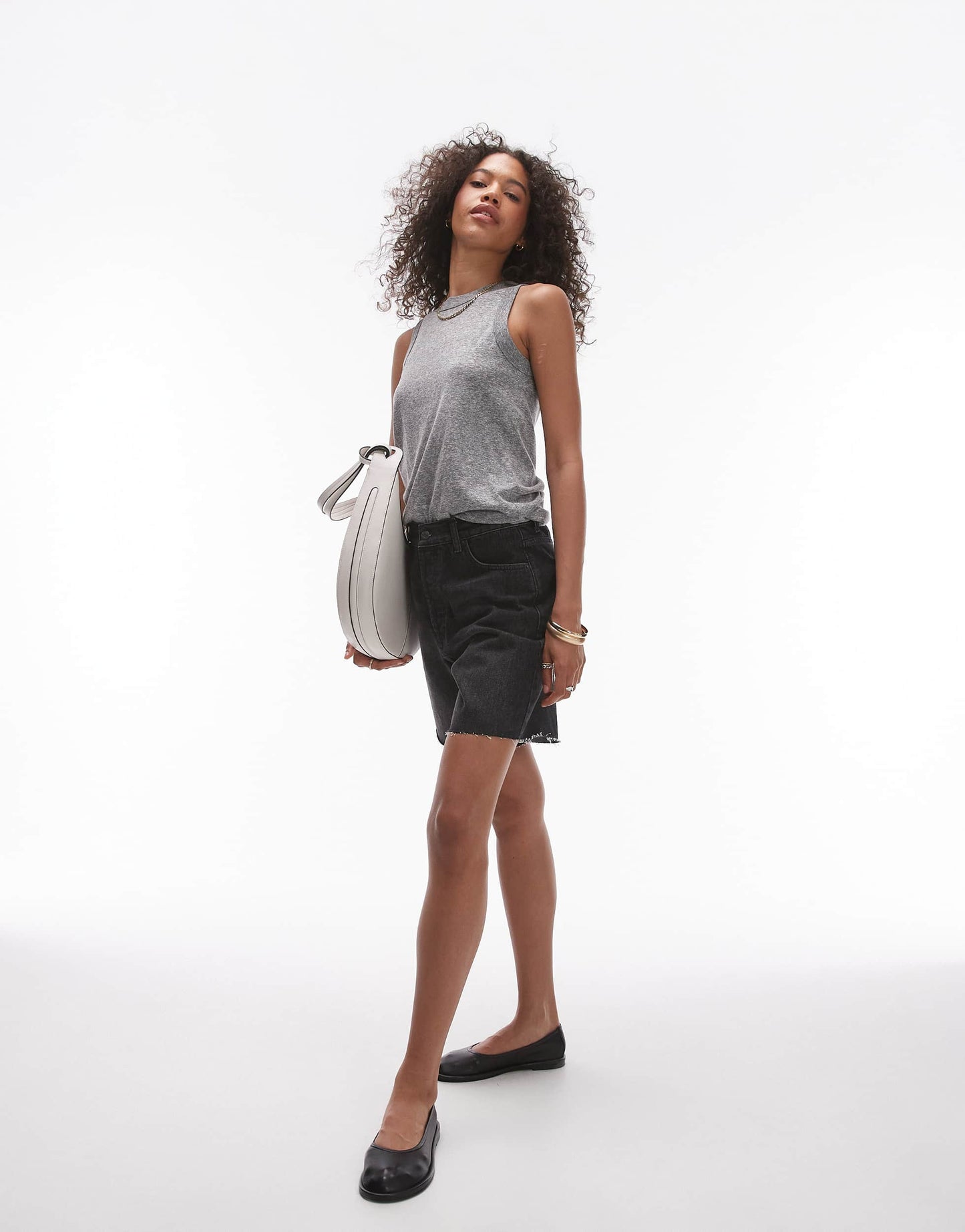 Topshop marled scoop neck vest in grey marl