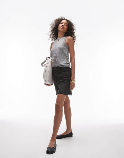 Topshop marled scoop neck vest in grey marl