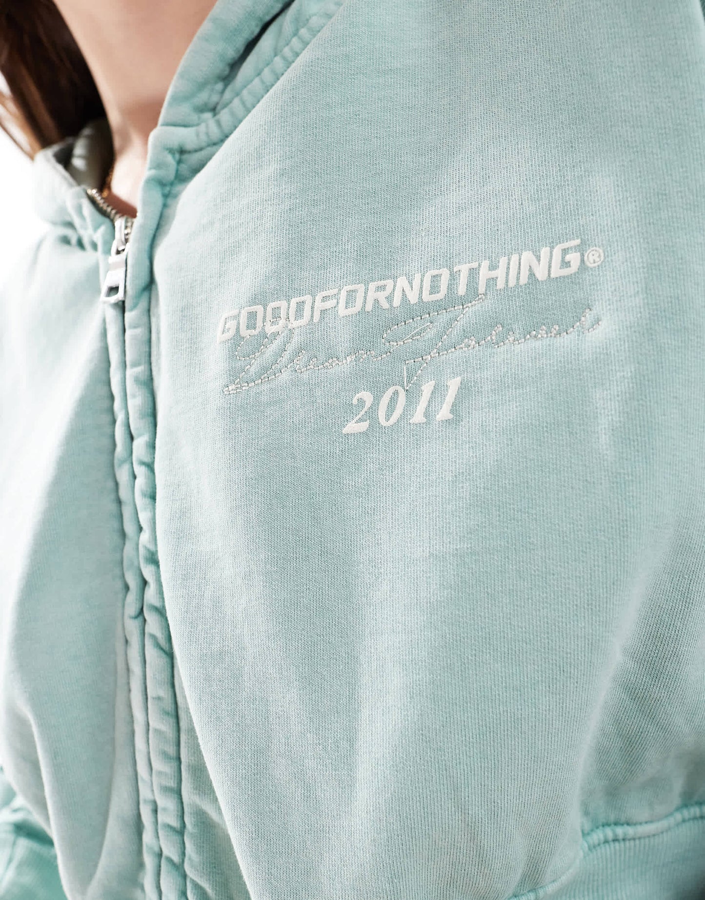 Good For Nothing crop oversized logo hoodie in light green