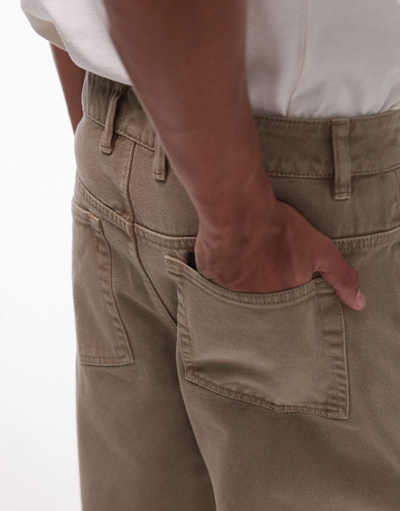 Topman extra wide leg twill trousers in stone