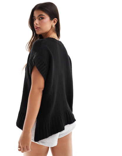 Miss Selfridge knitted vest in black