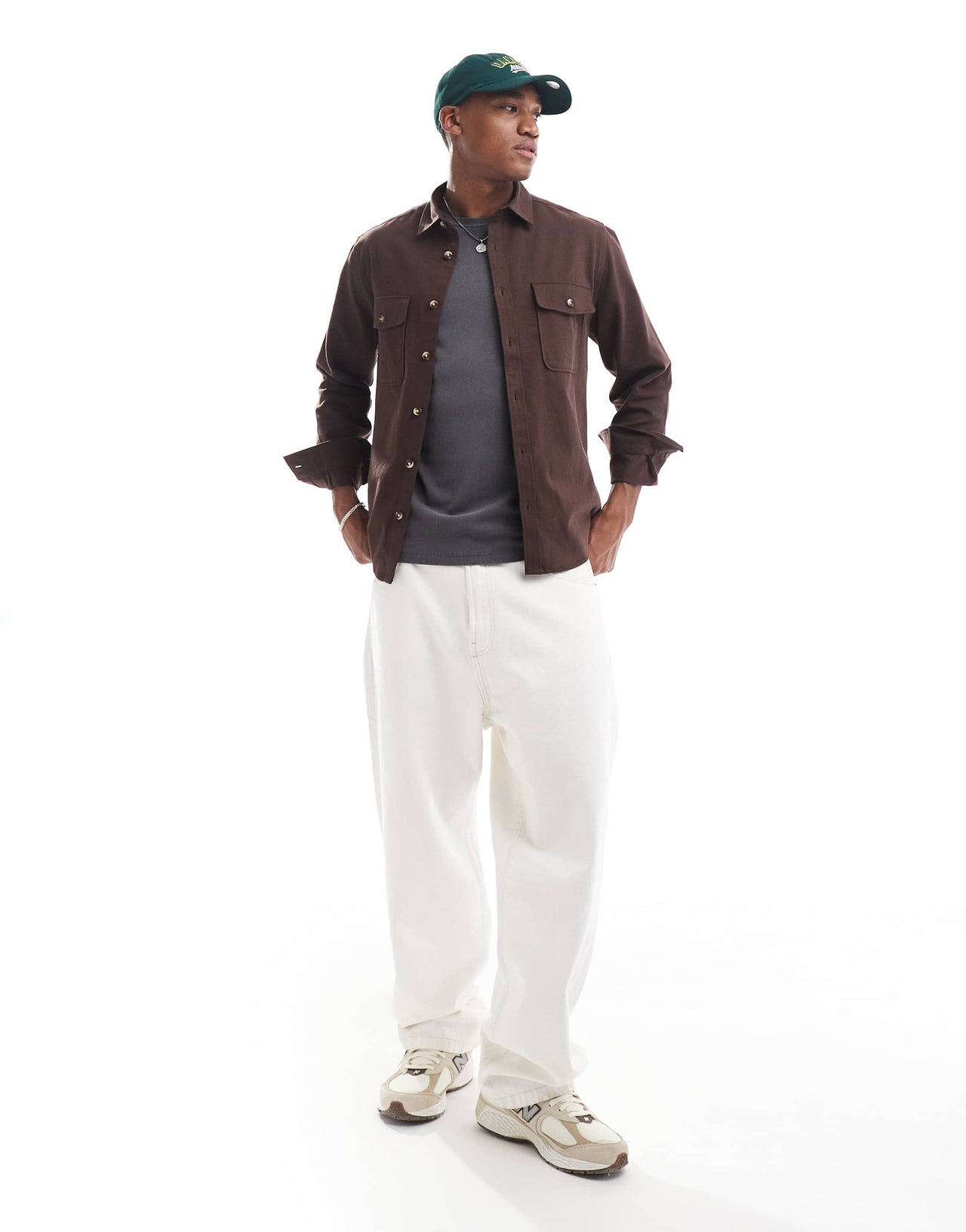 ASOS DESIGN cotton overshirt in dark brown - BROWN