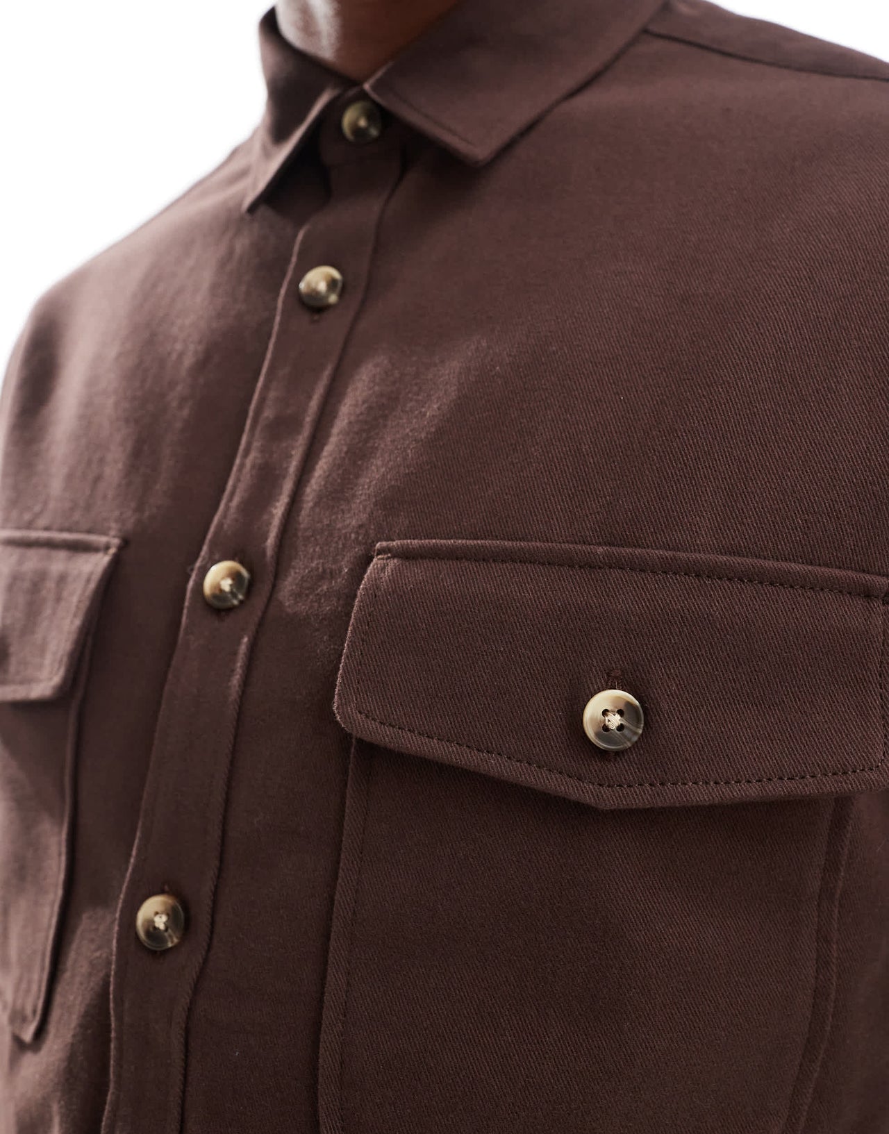 ASOS DESIGN cotton overshirt in dark brown - BROWN