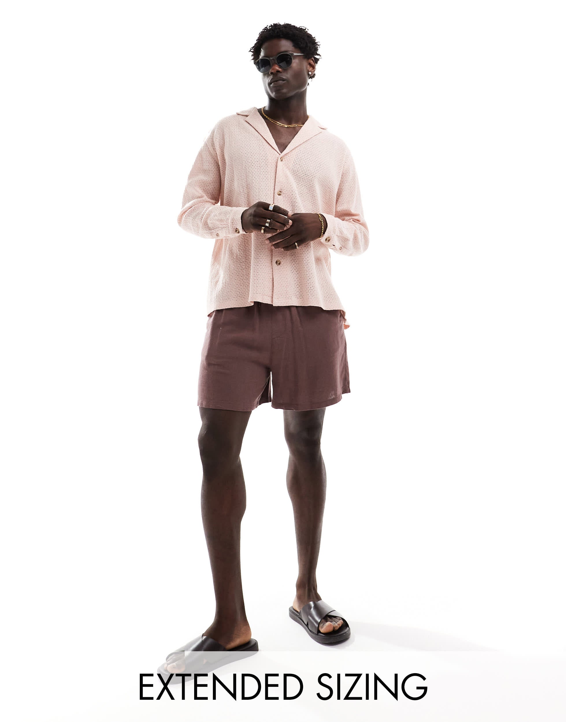 ASOS DESIGN relaxed deep revere collar shirt in dusty pink