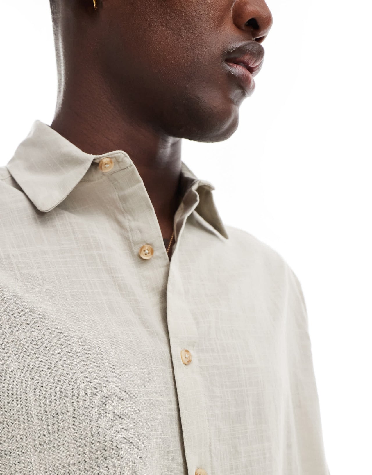 ASOS DESIGN relaxed linen look shirt with button down collar in grey