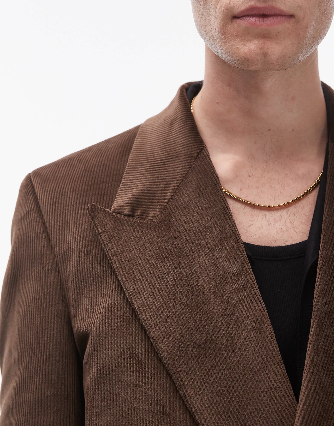 Topman oversized double breasted cord suit jacket in brown