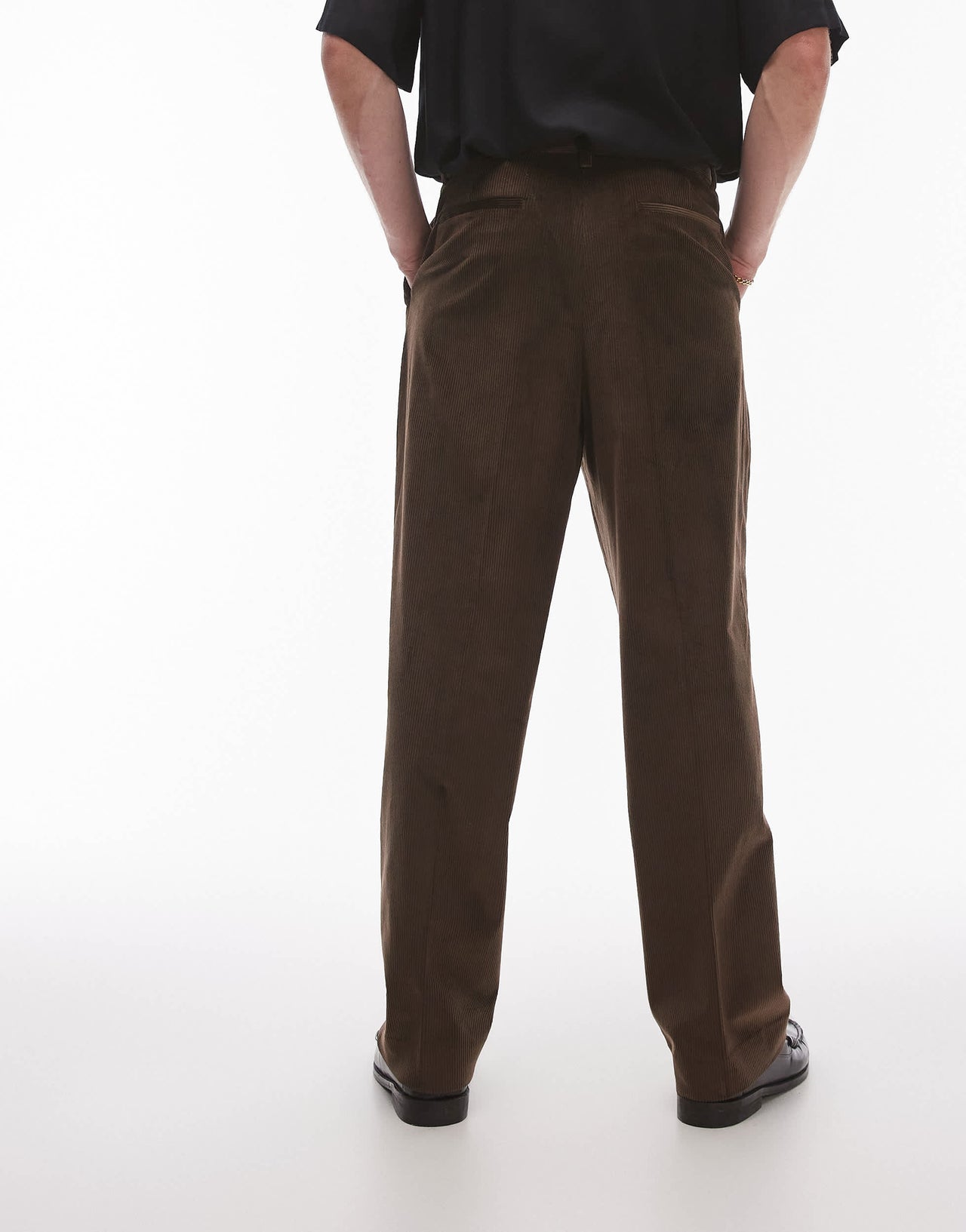 Topman wide leg cord suit trouser in brown
