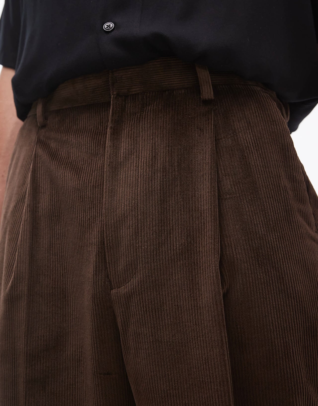 Topman wide leg cord suit trouser in brown