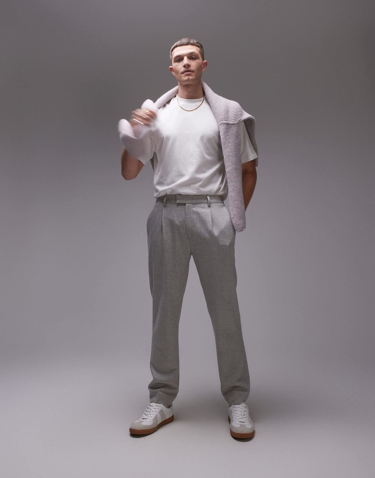 Topman premium wool mix taper suit trouser in light grey