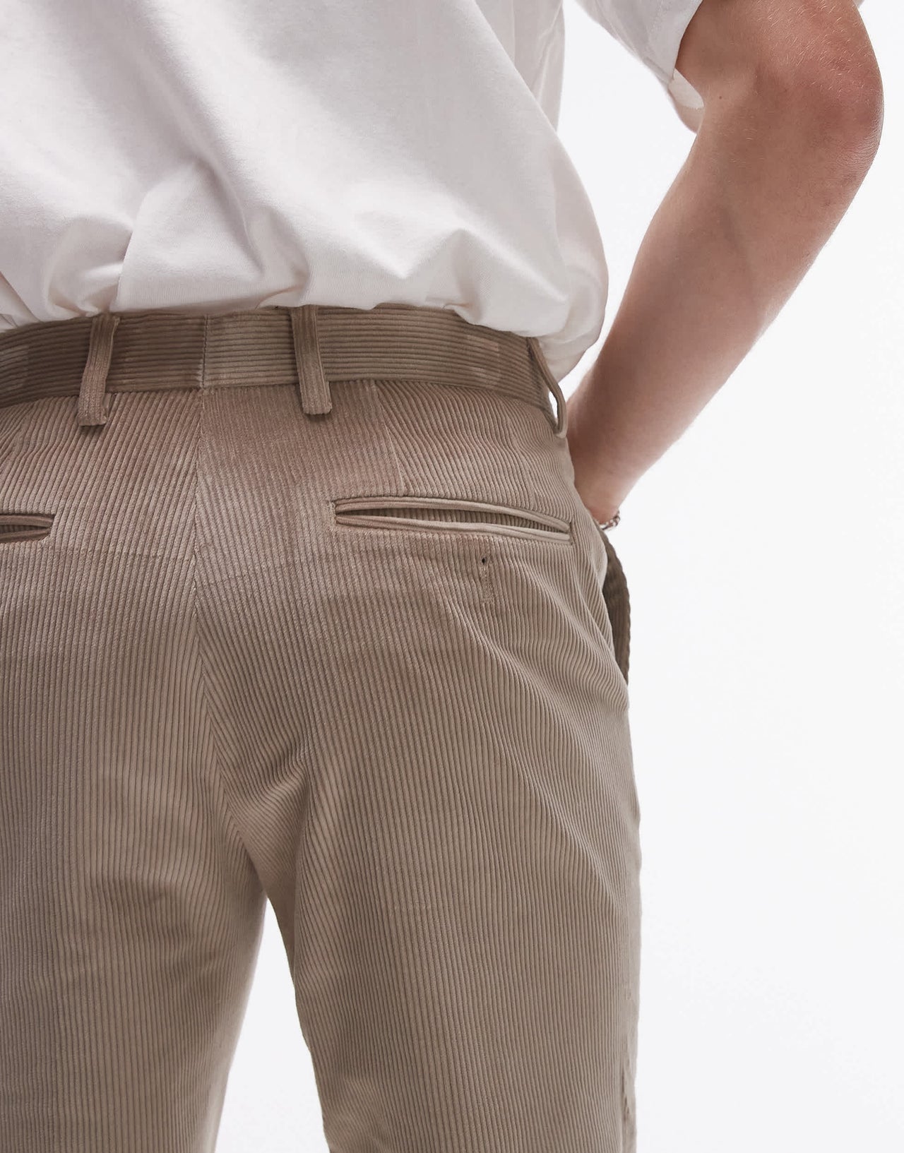 Topman slim cord suit trouser in stone