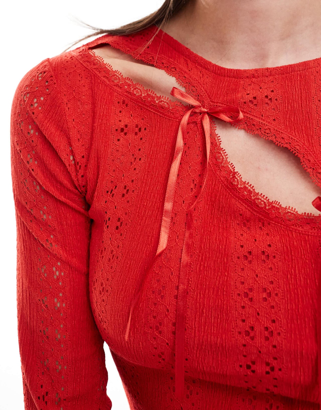 Miss Selfridge double cut out bow mini dress in red