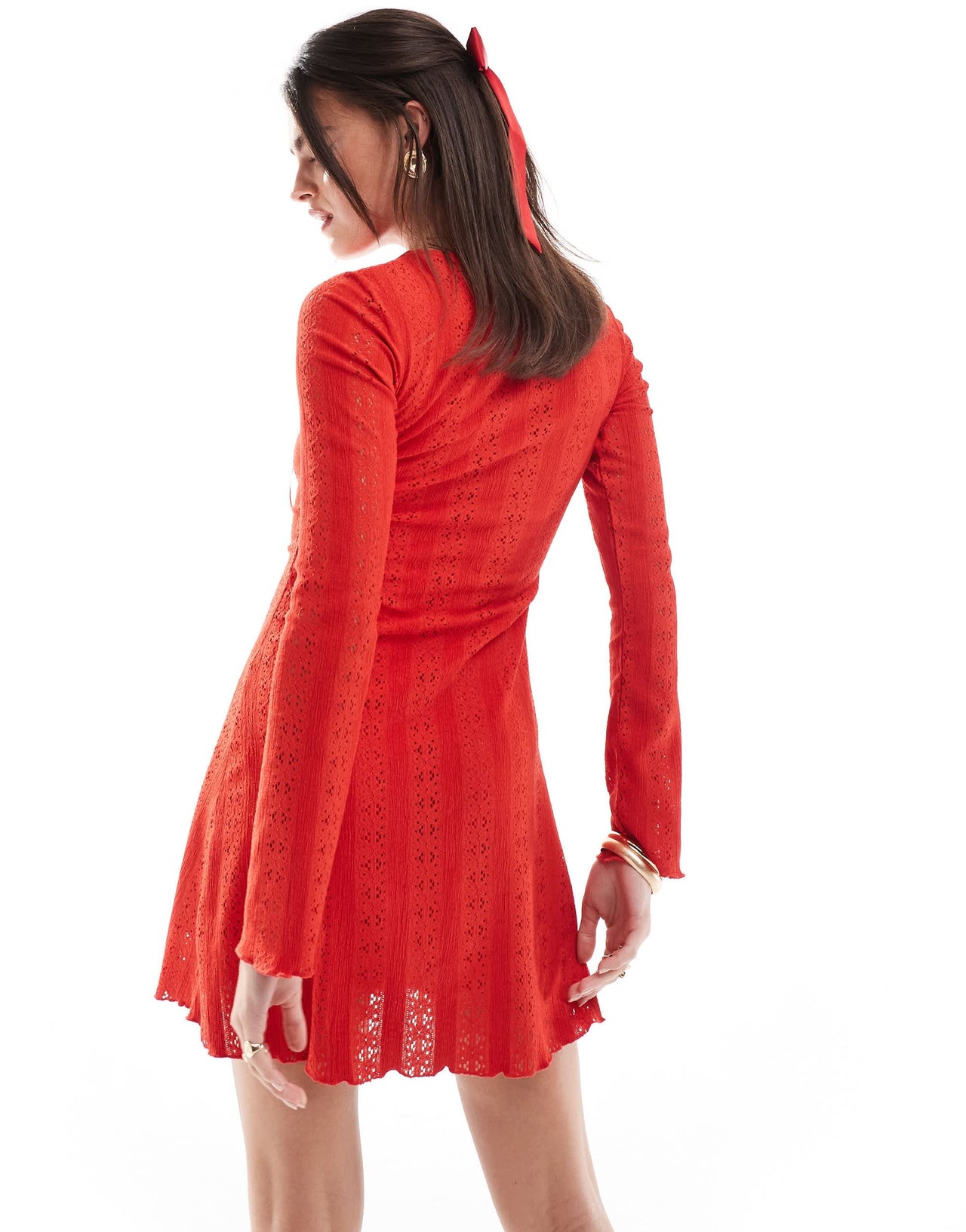 Miss Selfridge double cut out bow mini dress in red