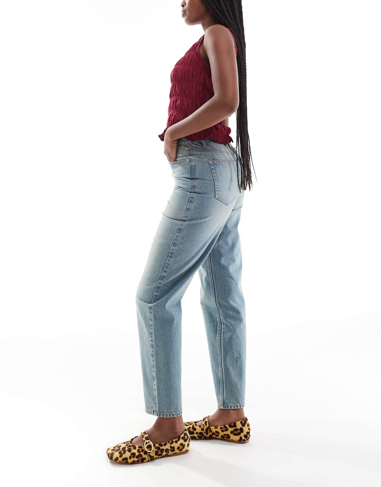 Miss Selfridge highwaist mom jean in dirty wash