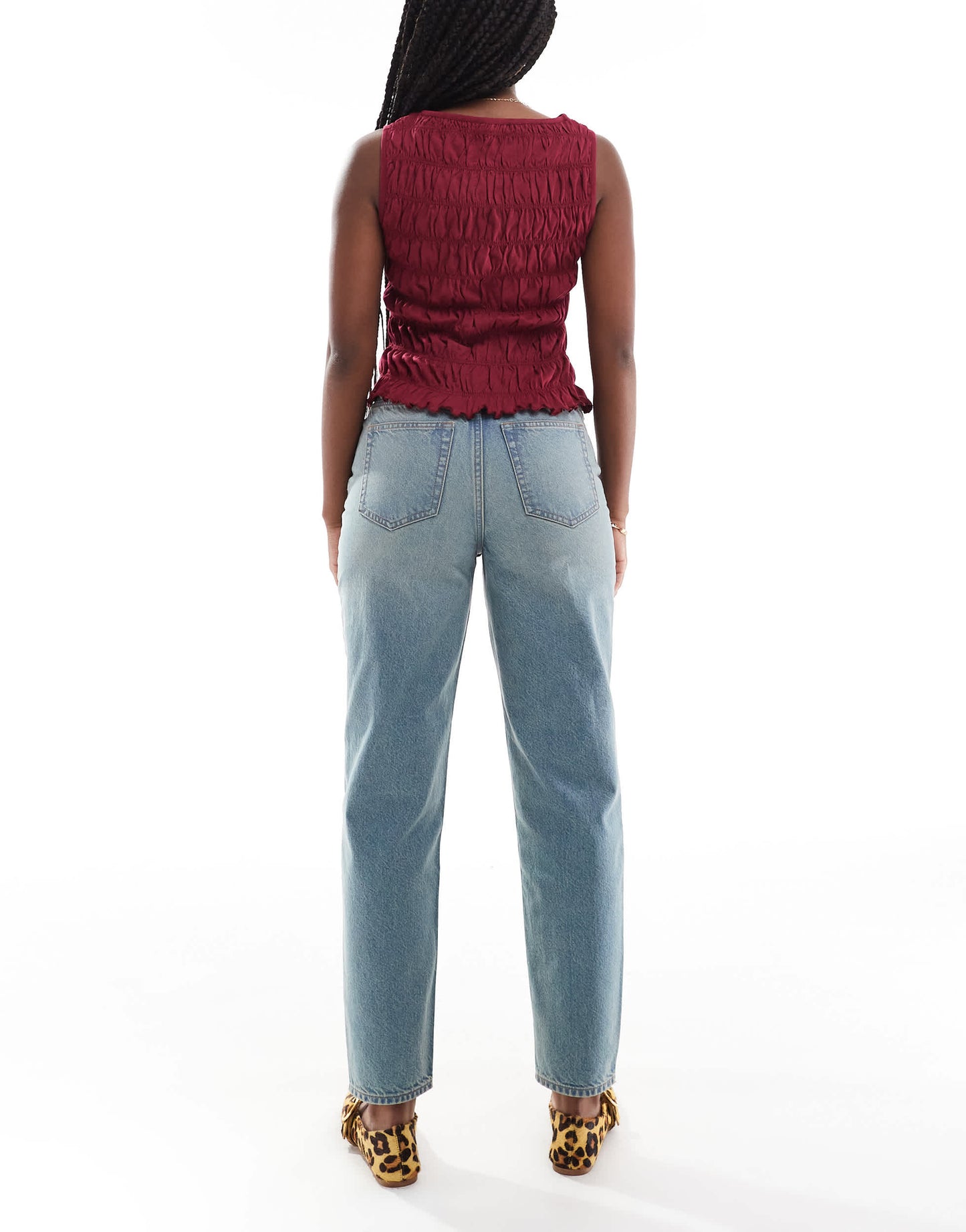Miss Selfridge highwaist mom jean in dirty wash
