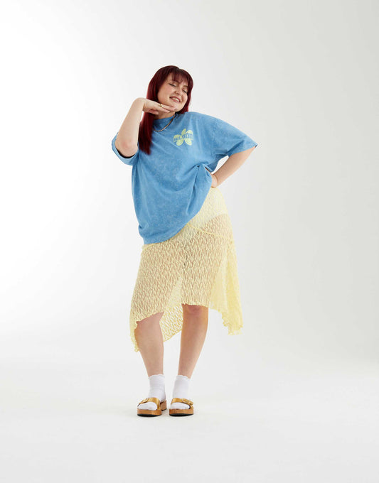 ASOS DESIGN PRIDE genderless oversized t-shirt in washed blue with back print