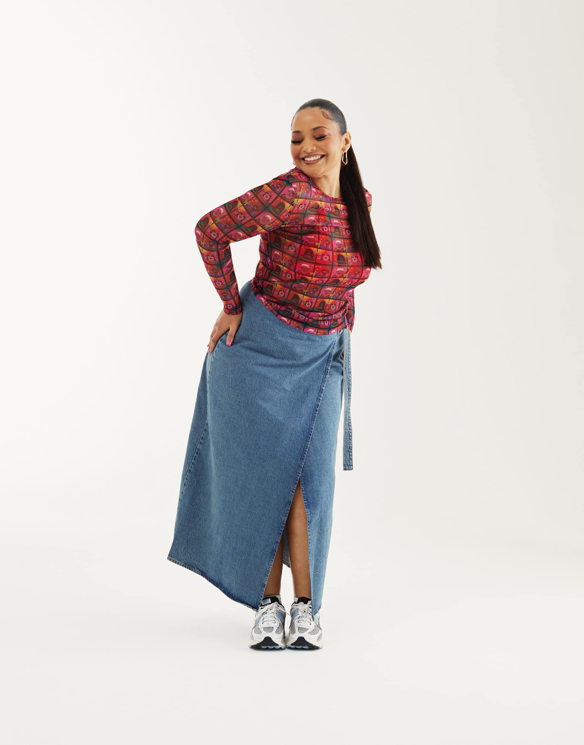 ASOS DESIGN PRIDE genderless long sleeve t-shirt in printed mesh