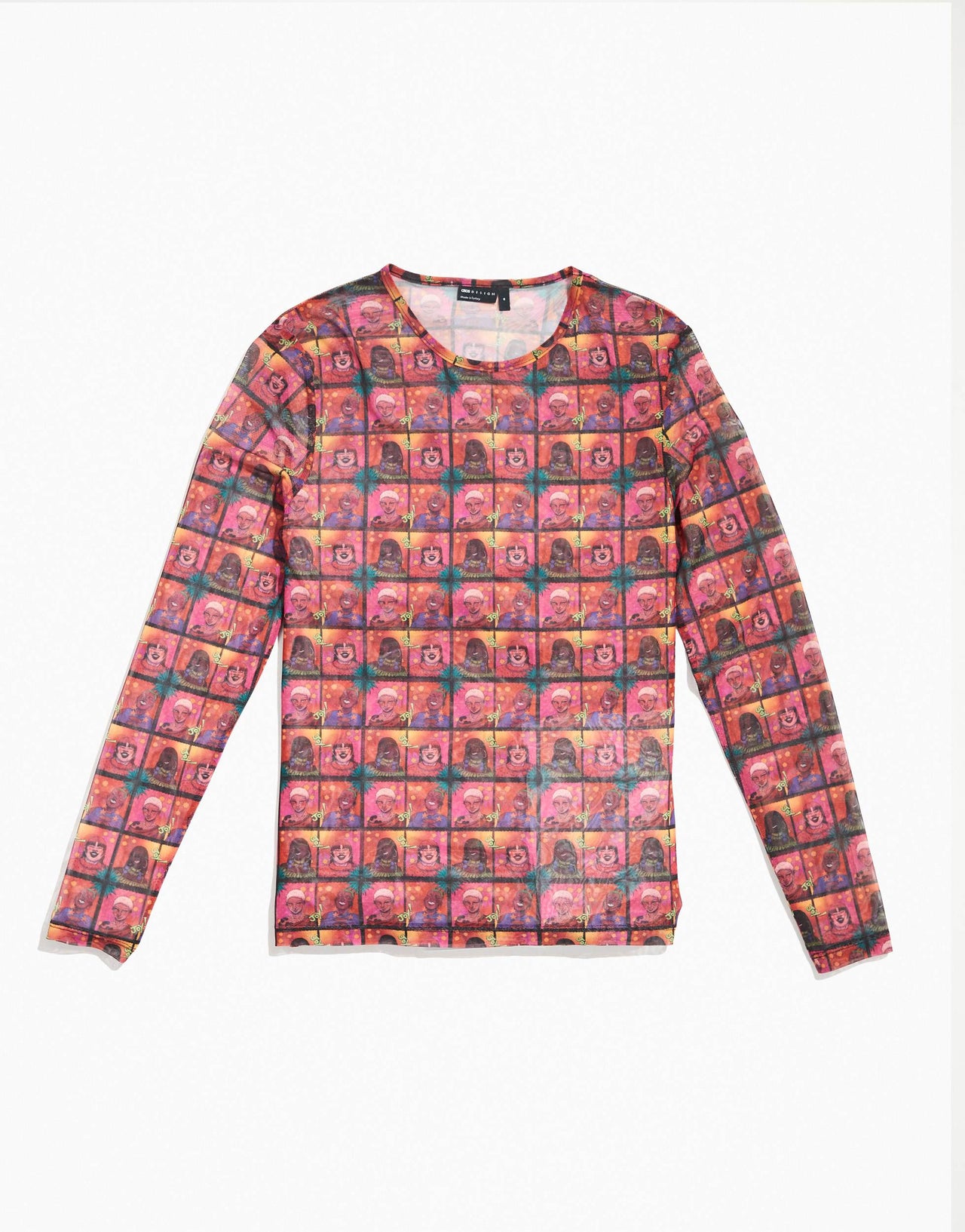 ASOS DESIGN PRIDE genderless long sleeve t-shirt in printed mesh