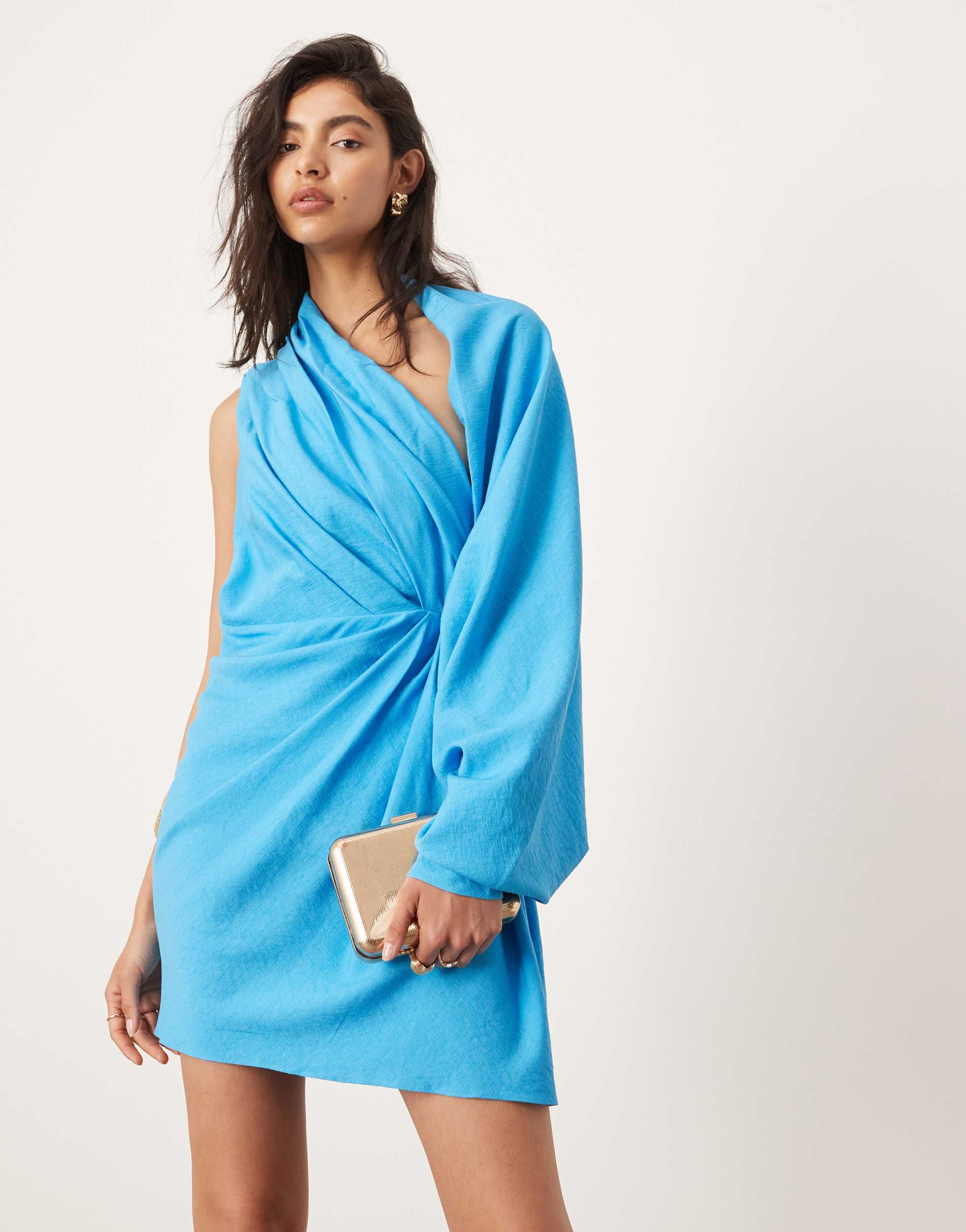 ASOS EDITION ultimate drape mini dress in blue