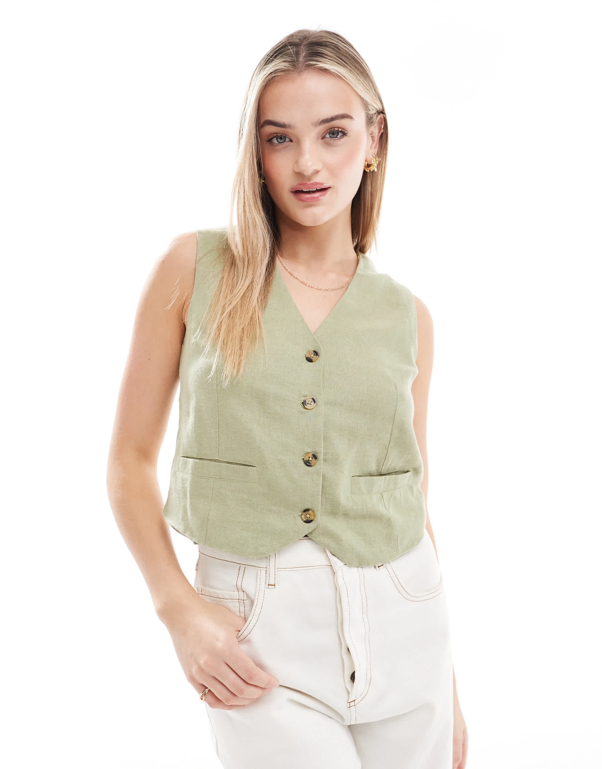 Threadbare waistcoat in sage green