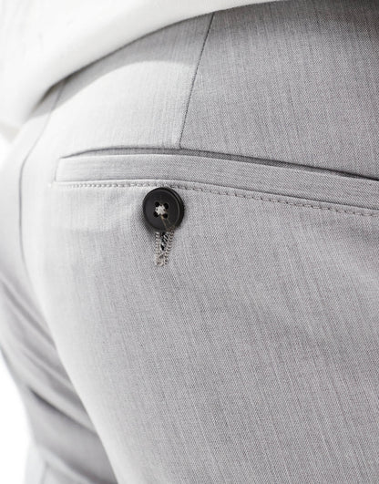 Selected loose fit pleated trousers in grey melange