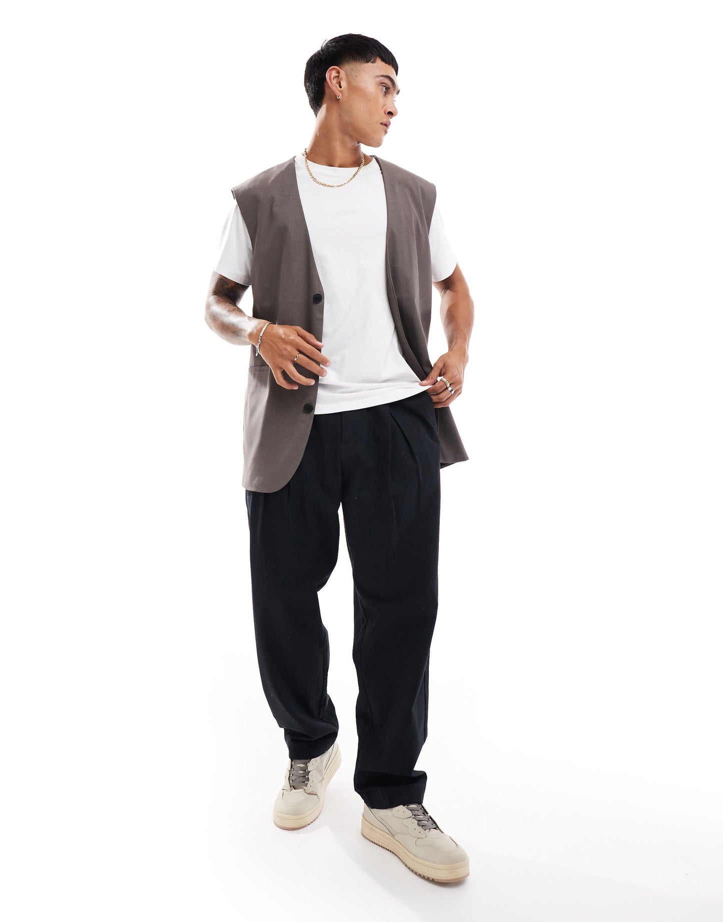 ASOS DESIGN longline waistcoat in brown