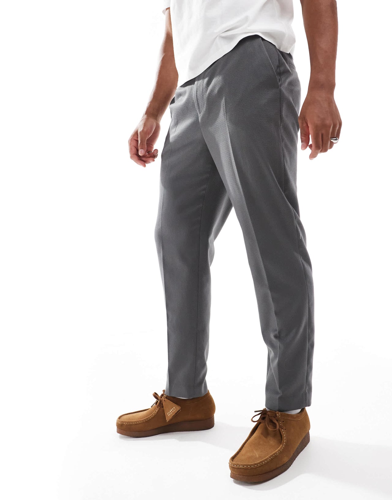 ASOS DESIGN tapered fit smart co-ord trousers in grey twill