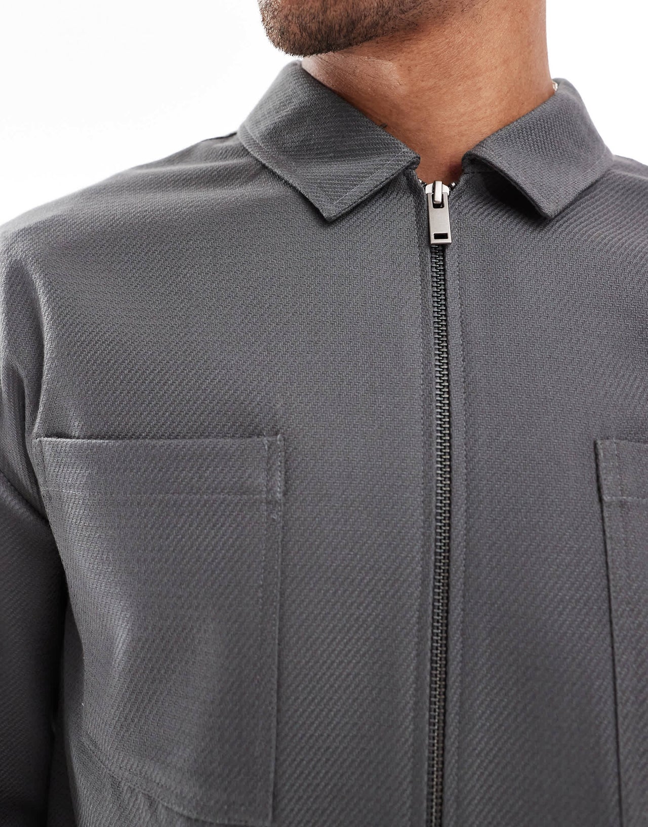 ASOS DESIGN slim trucker jacket smart co-ord in grey twill