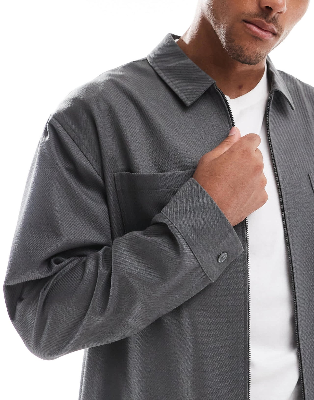 ASOS DESIGN slim trucker jacket smart co-ord in grey twill