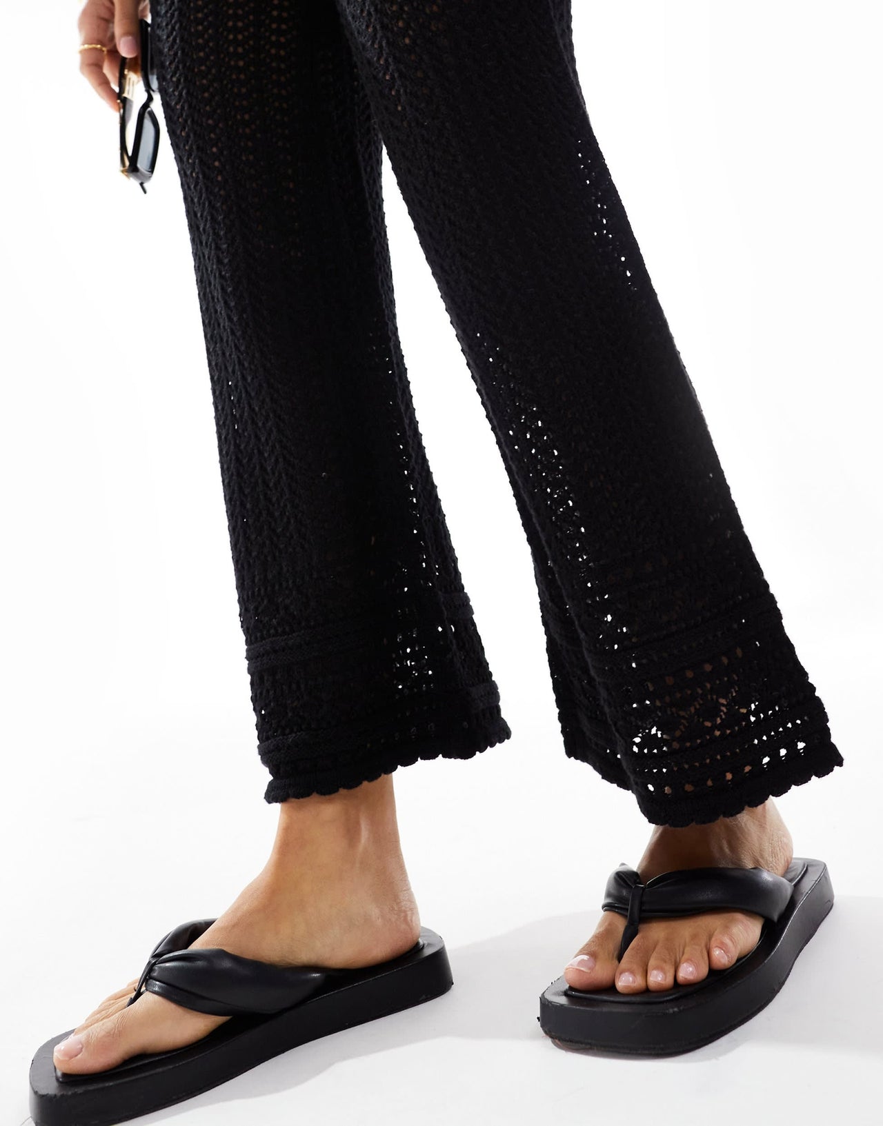 New Look co-ord knitted wide leg trousers in black