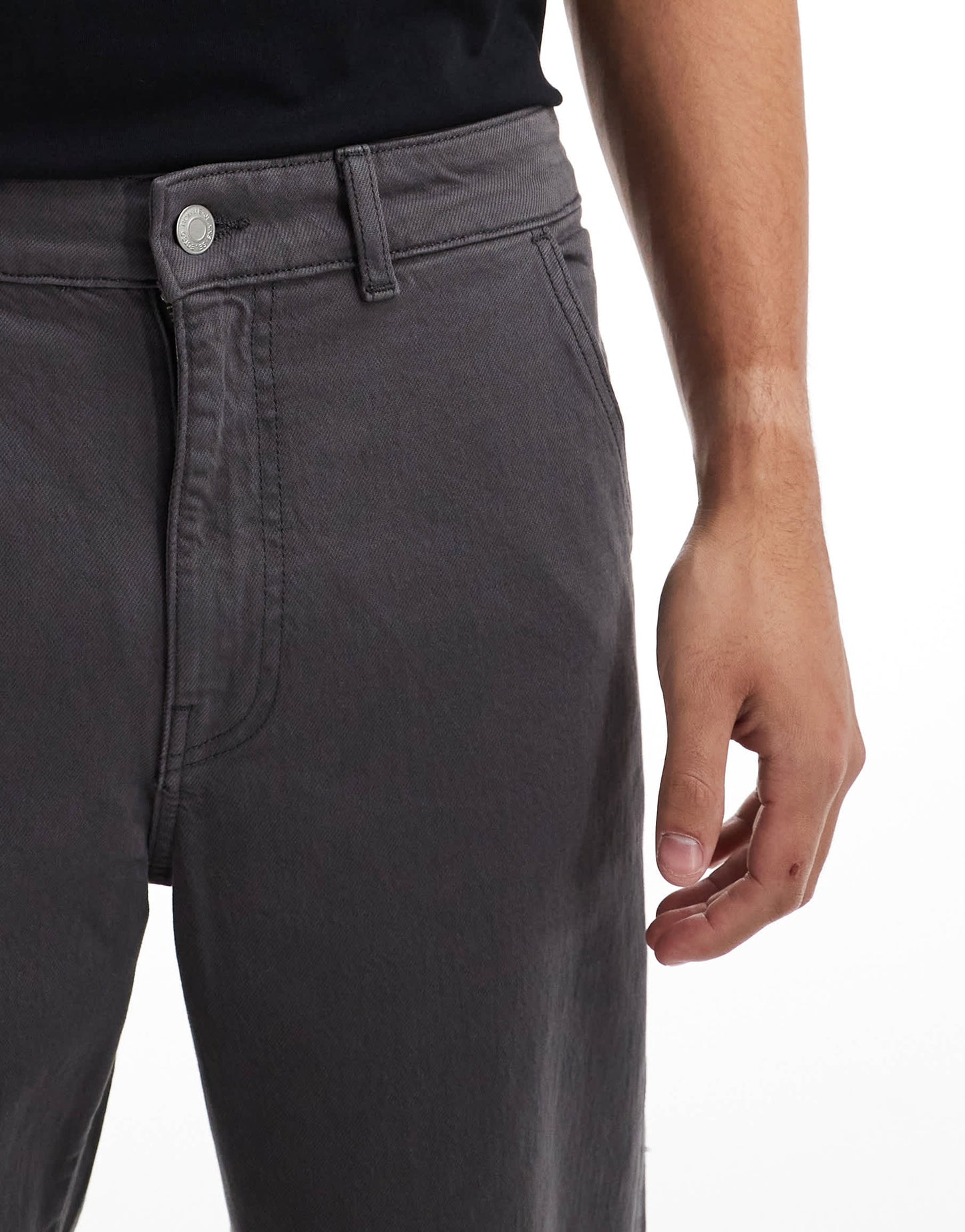 Selected loose fit carpenter trousers in dark grey