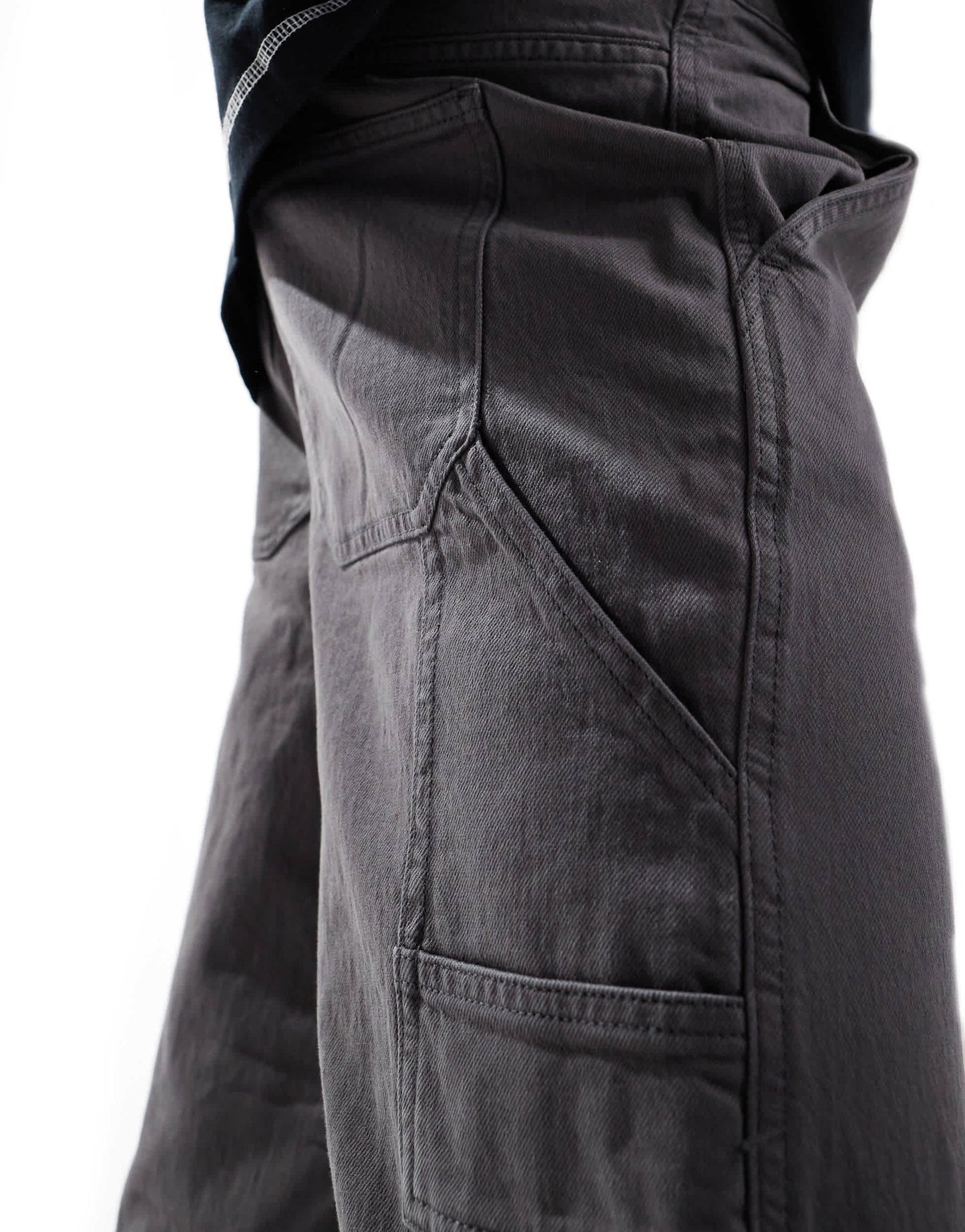 Selected loose fit carpenter trousers in dark grey