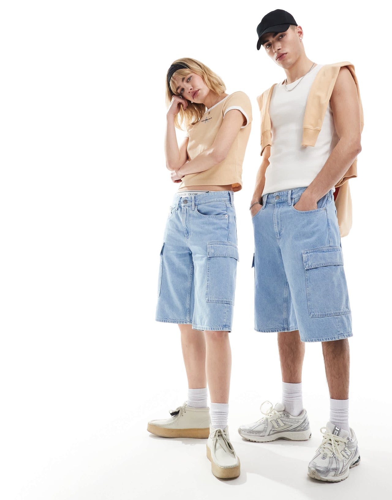 Calvin Klein Jeans 90s cargo skater shorts in light wash - ASOS Exclusive